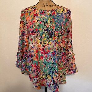 ISLE by Melis Kozan abstract colorful loose fit top medium